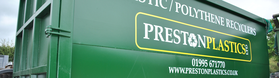 A green metal container emblazoned with Preston Plastics branding.